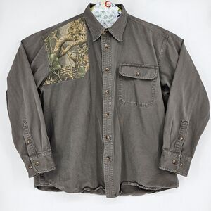 Cabelas Shirt Mens‎ XL Gray Camo Shooting Button Down Hunting Seclusion